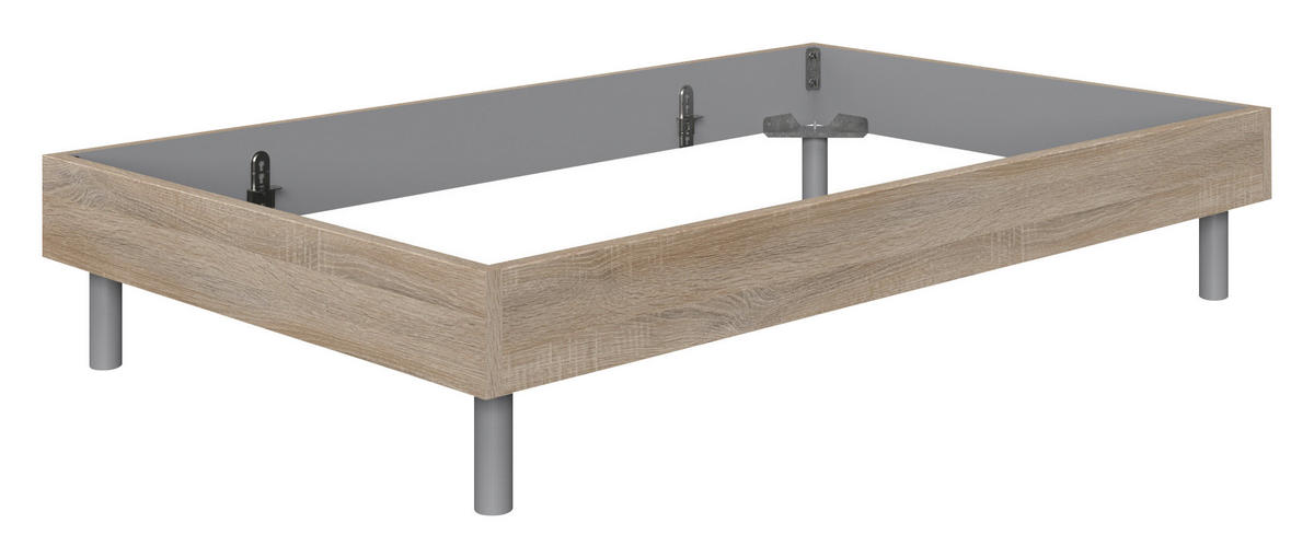 POSTELJA 160 cm   x 200 cm  , leseni material barve hrasta  - barve hrasta/barve aluminija, Design, kovina/leseni material (160/200cm) - Carryhome