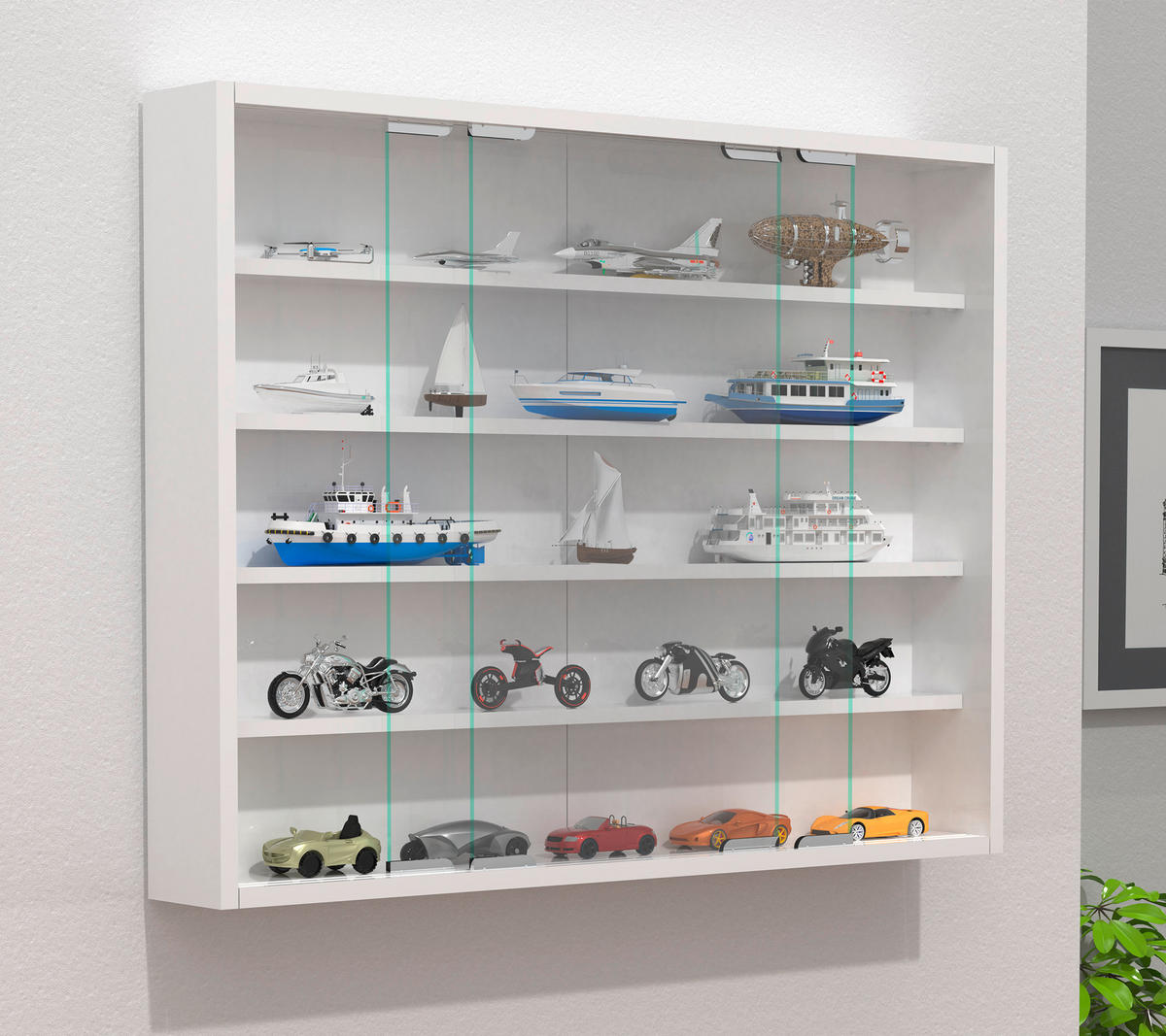 HÄNGEVITRINE in Weiss  - Weiss/Silberfarben, Modern, Glas/Holzwerkstoff (77/60/10cm) - MID.YOU