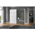 SCHWEBETÜRENSCHRANK  in Weiß  - Edelstahlfarben/Weiß, Design, Glas/Holzwerkstoff (253/236/65cm) - Carryhome