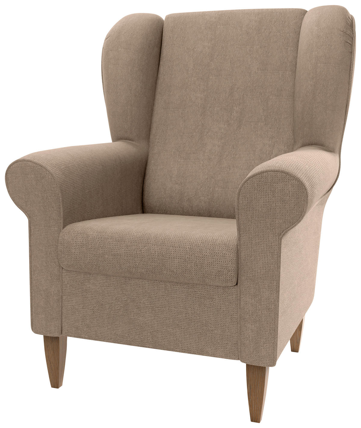 OHRENSESSEL Chenille Hellbraun  - Hellbraun/Naturfarben, Konventionell, Holz/Textil (80/102/86cm) - Livetastic