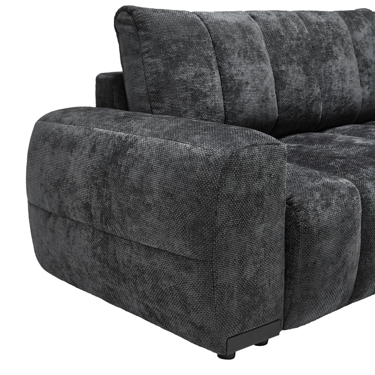 ECKSOFA Flachgewebe Graphitfarben  - Schwarz Hochglanz/Graphitfarben, Modern, Textil/Metall (273/93/166cm) - MID.YOU