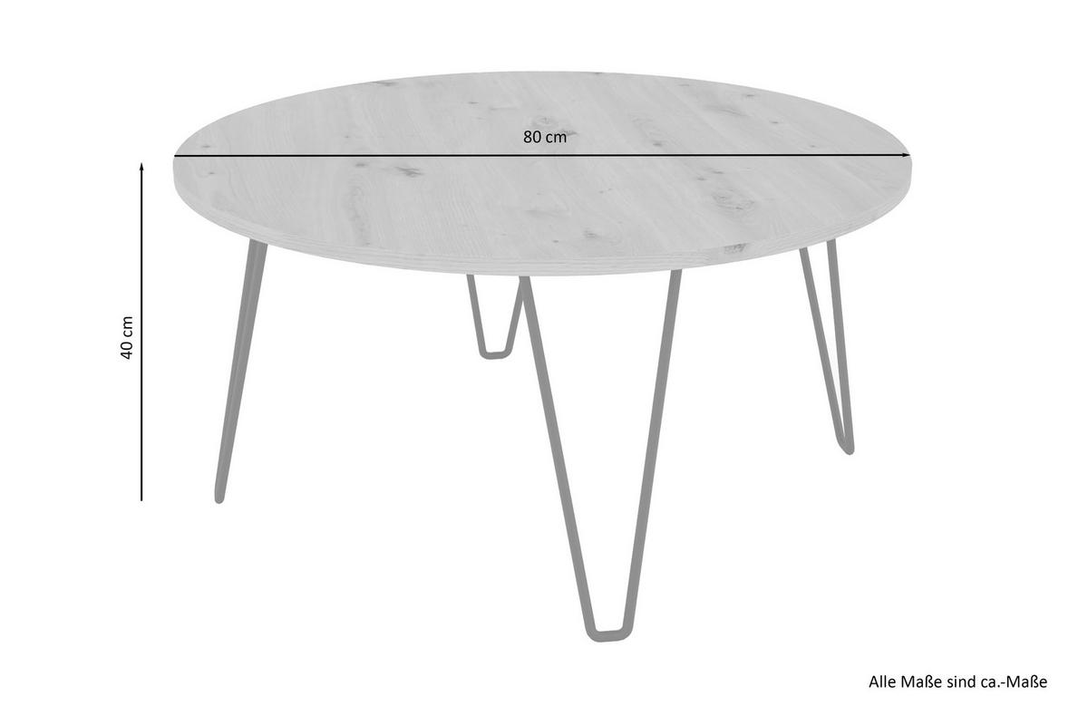 COUCHTISCH 80/80/40 cm rund Schwarz, Alteiche  - Alteiche/Schwarz, KONVENTIONELL, Holzwerkstoff/Metall (80/80/40cm) - MID.YOU