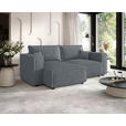 ECKSOFA Grau Cord Zierkissen, Rückenkissen, Schlaffunktion, Rücken echt  - Schwarz/Grau, MODERN, Kunststoff/Textil (153/250cm) - Xora