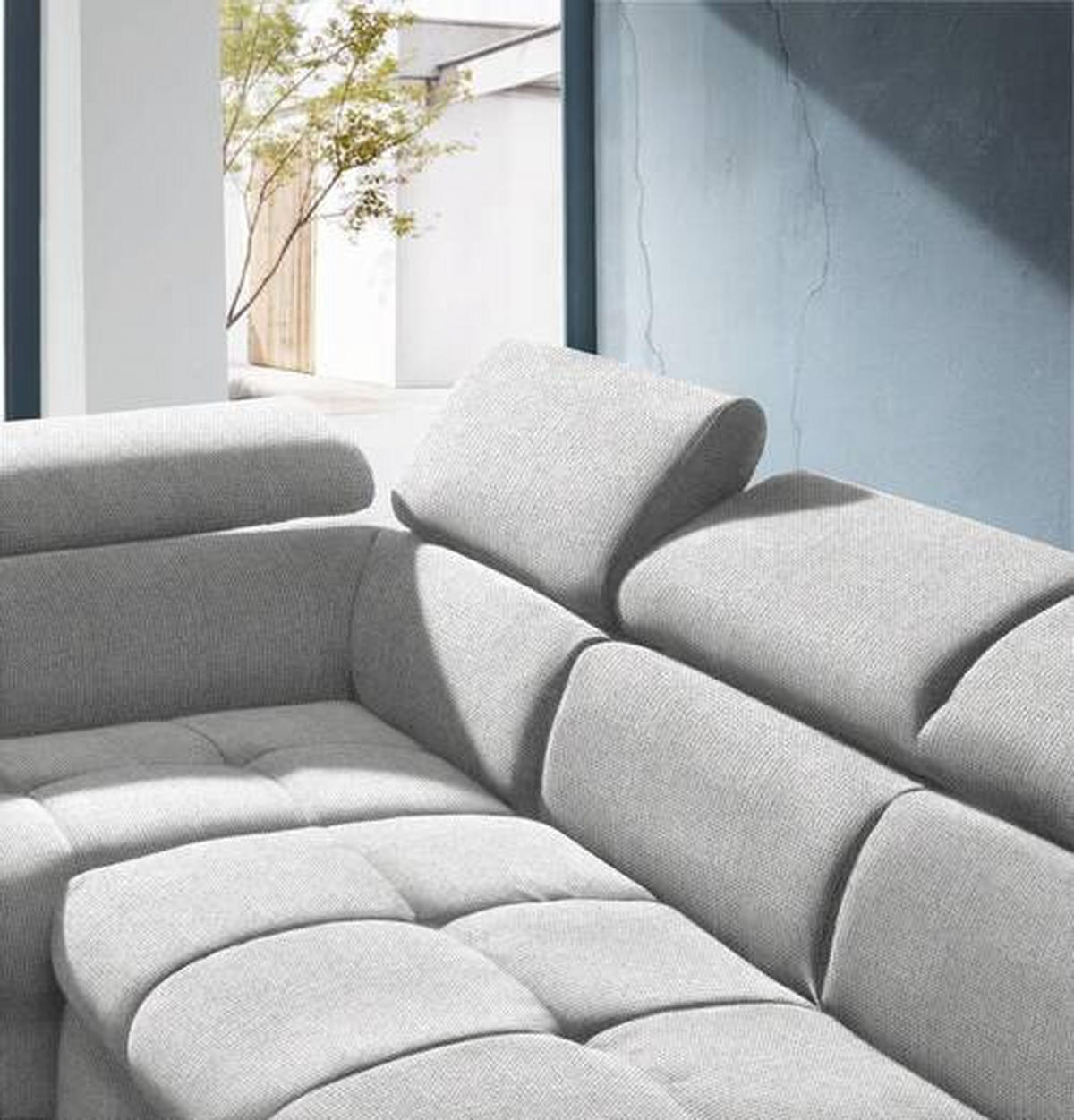 ECKSOFA in Mikrofaser Hellgrau  210/279 cm  - Hellgrau/Schwarz, Design, Kunststoff/Textil (210/279cm) - Stylife
