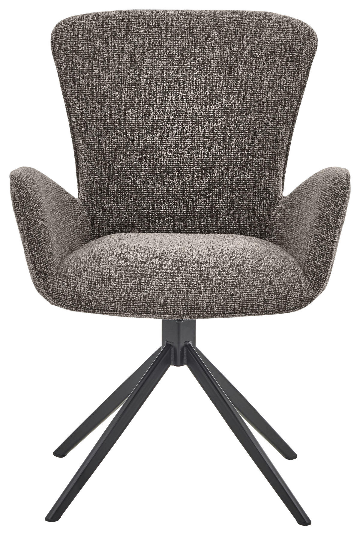 ARMLEHNSTUHL  in Eisen Jacquard, Flachgewebe  - Graubraun/Schwarz, Design, Textil/Metall (63/92/63cm) - Valdera