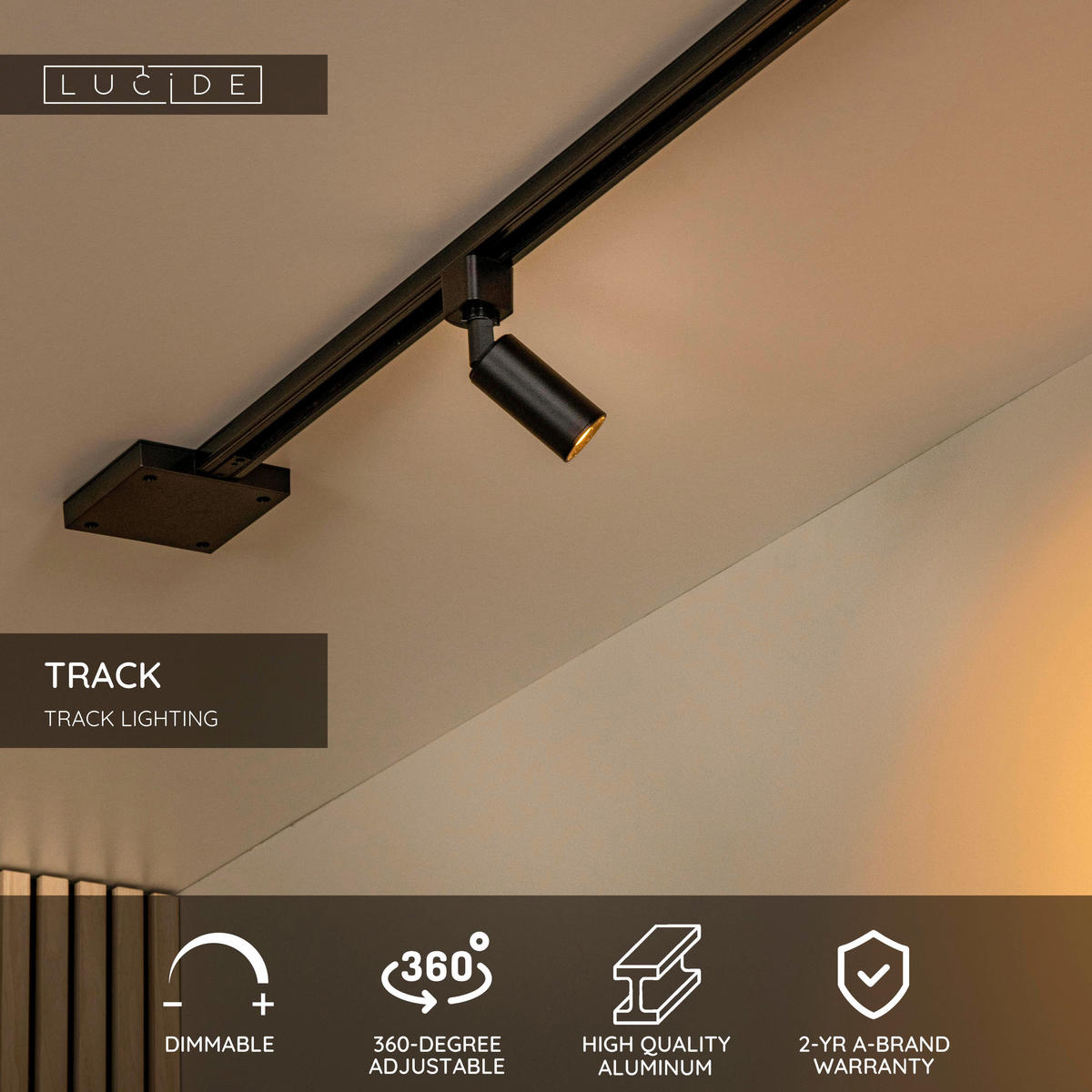 SCHIENENSYSTEM Track 4/4.6/14.3 cm   - Schwarz, Basics, Metall (4/4.6/14.3cm) - Lucide