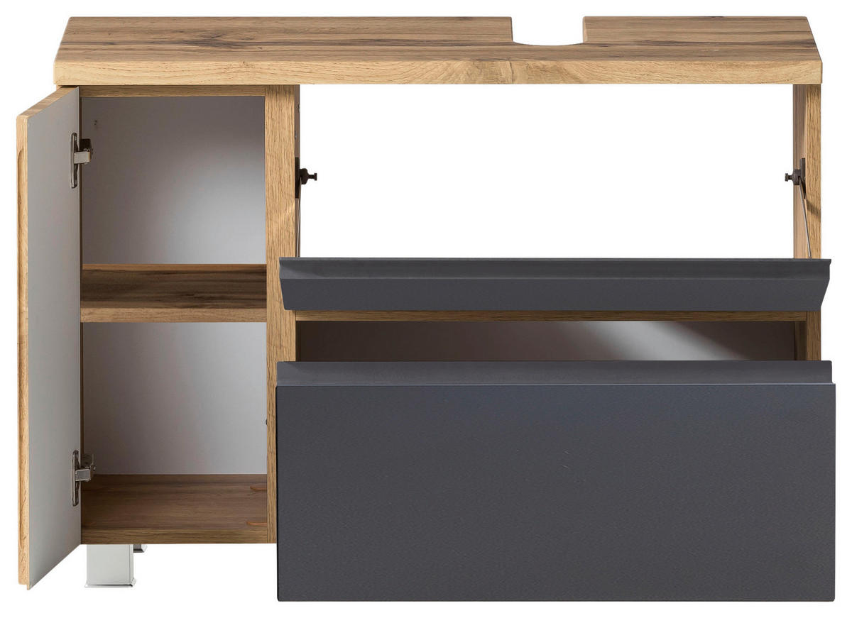 WASCHBECKENUNTERSCHRANK 85/56/35 cm  - Eiche Wotan/Grau, MODERN, Holzwerkstoff (85/56/35cm) - Held