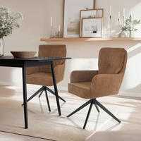 ARMLEHNSTUHL  Sitzfläche 180° drehbar Cord  - Schwarz/Braun, MODERN, Textil/Metall (58/94/60cm) - MID.YOU