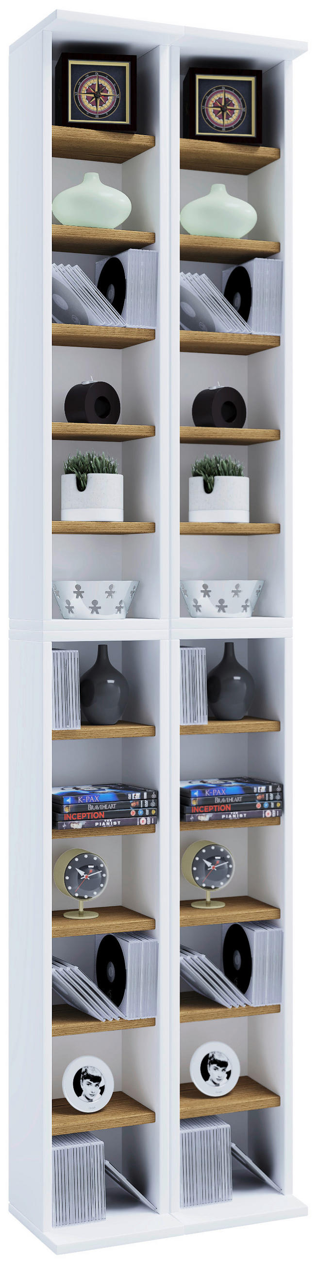 CD-Regal Almera Weiß, Honigeiche Dekor B: 42cm