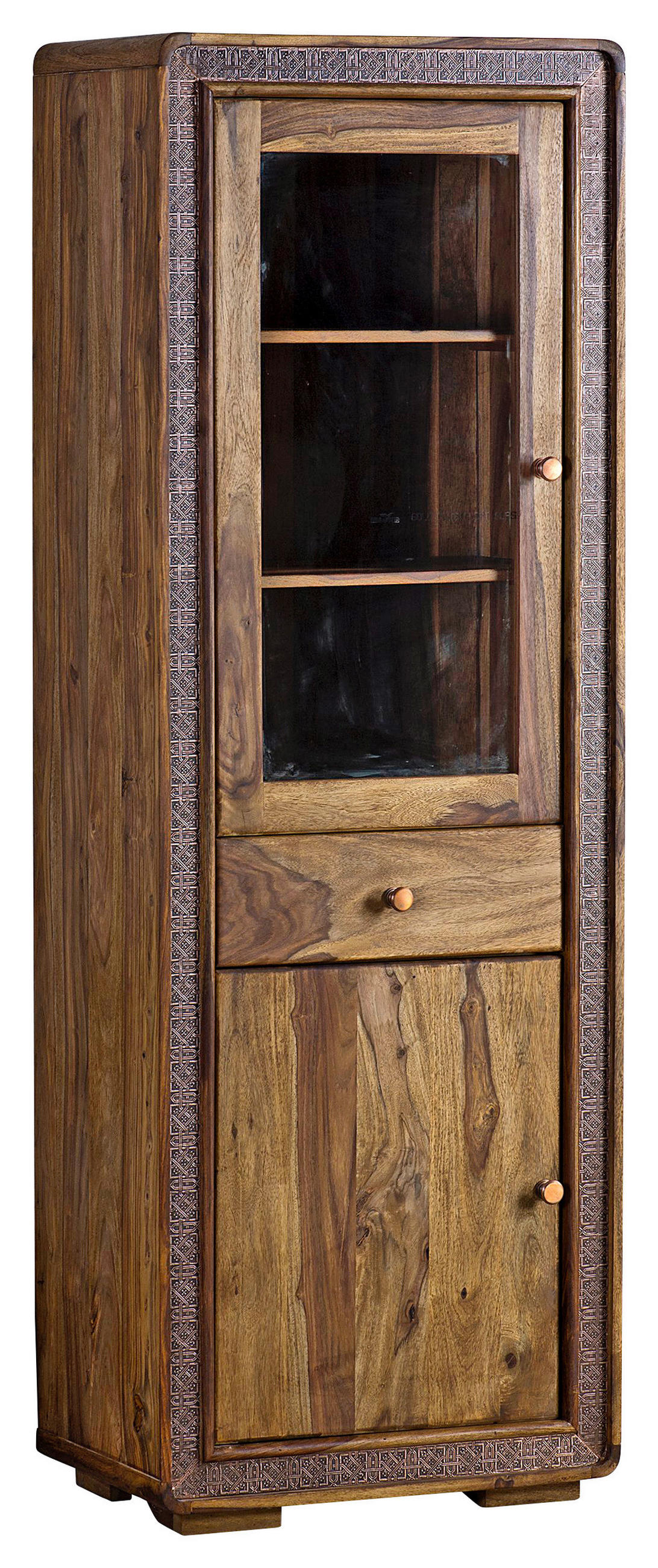 VITRÍNA, indický palisander, farba indického palisandra, 60/175/40 cm - medená/farba indického palisandra, Lifestyle, kov/drevo (60/175/40cm) - Landscape