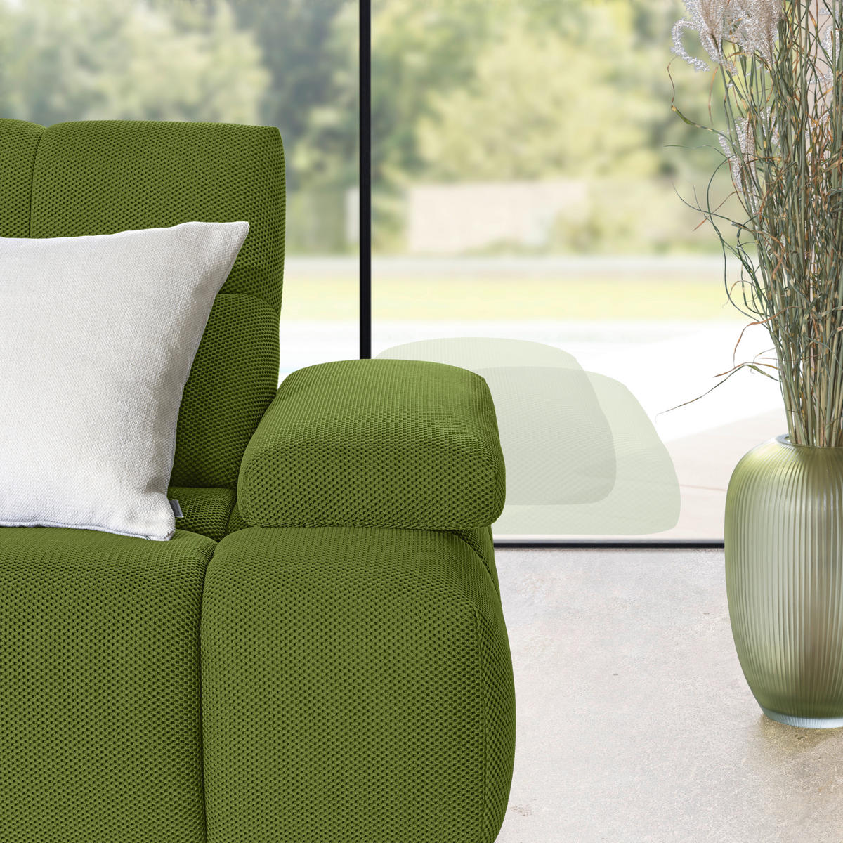 ECKSOFA  in Struktur Grün  233/313 cm  - Schwarz/Grün, Design, Kunststoff/Textil (233/313cm) - Belluti