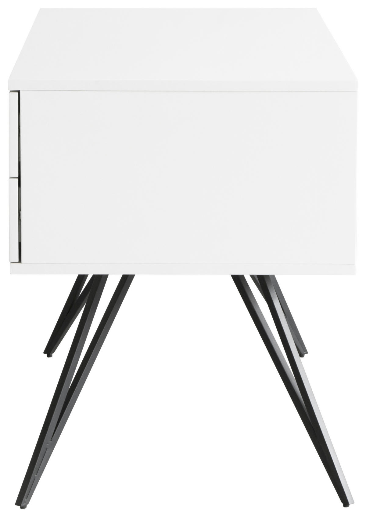 ÍRÓASZTAL  - fekete/magasfényű fehér, Design, faalapú anyag/fém (140/60/75cm) - Novel