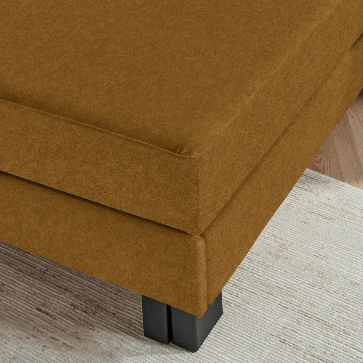 LIEGE  in Velours Messingfarben  - Eiche dunkel/Messingfarben, MODERN, Holz/Textil (137/72/155cm) - Joka