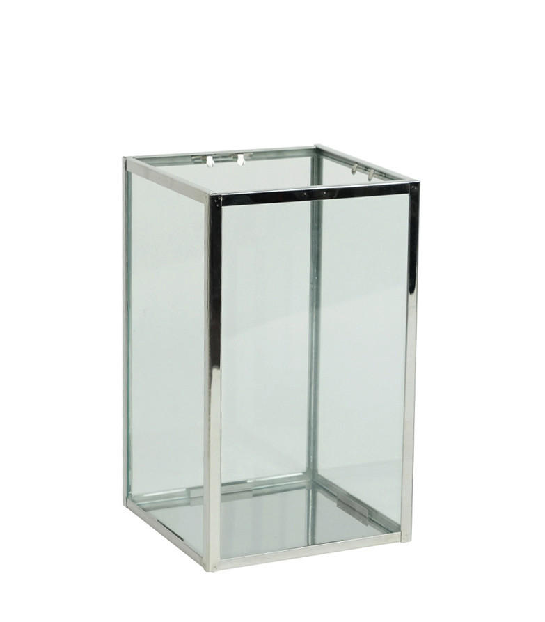 LATERNE - Klar/Edelstahlfarben, Trend, Glas/Metall (15/25/15cm)