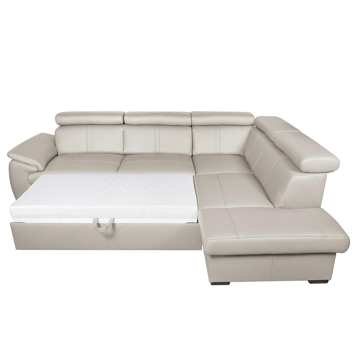 ECKSOFA  in Echtleder Platinfarben  - Platinfarben/Wengefarben, Design, Leder/Holz (265/211cm) - Livetastic