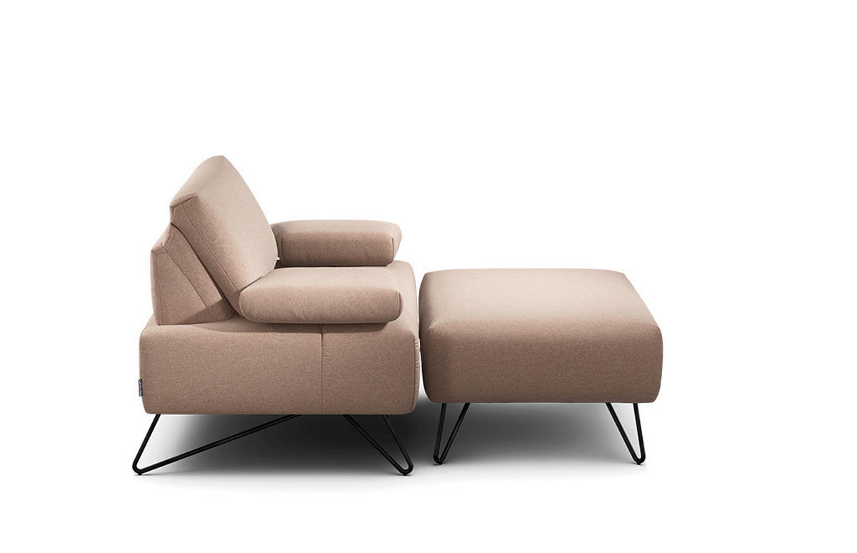 SESSELSET Chenille Armteilverstellung, Hocker    - Schwarz/Rosa, Design, Textil/Metall (114-142/85/86-94cm) - SENSOO