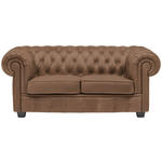 CHESTERFIELD-SOFA in Lederlook Braun  - Wengefarben/Braun, LIFESTYLE, Holz/Textil (180/76,5/96cm) - Landscape