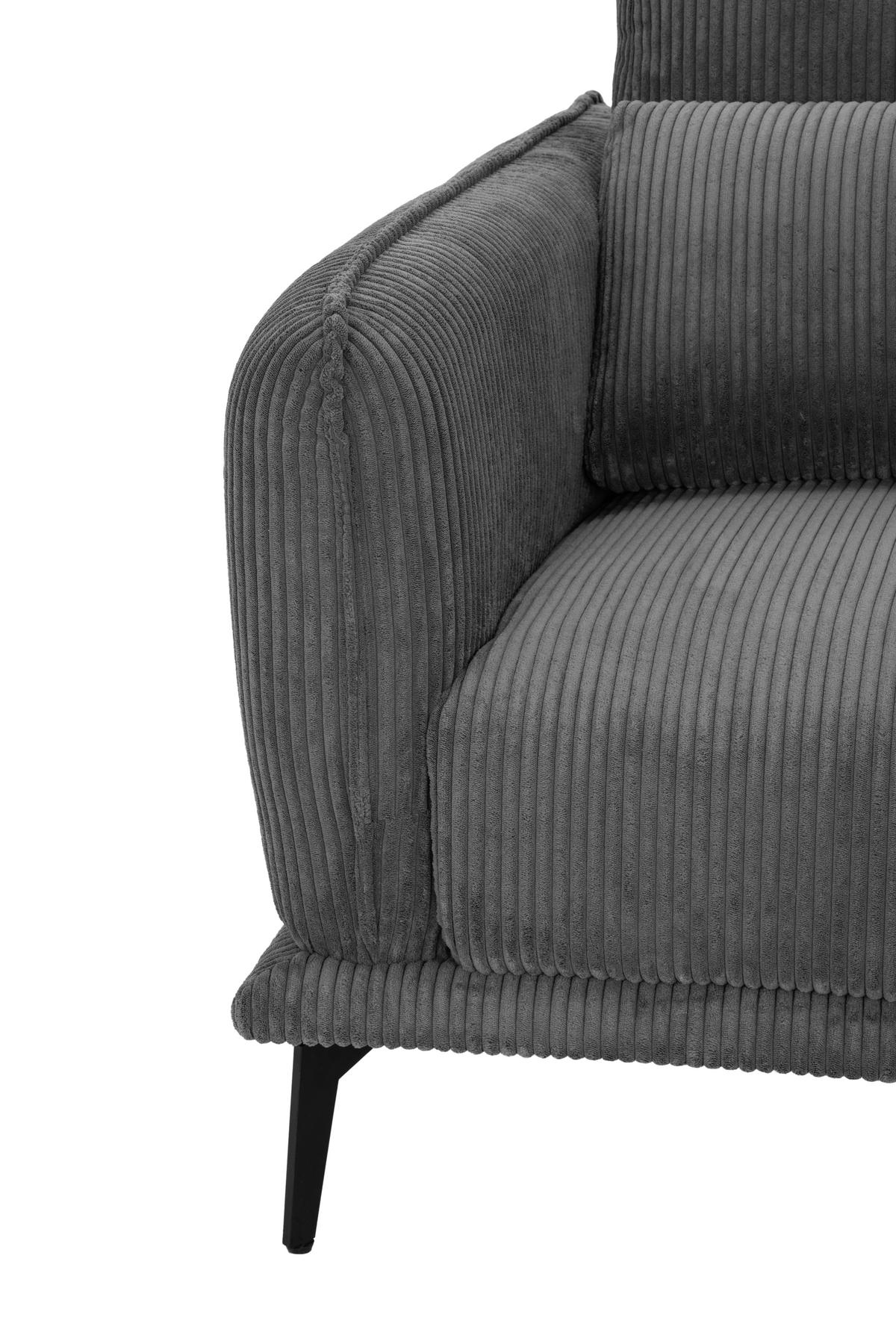 SESSEL Cord Grau    - Schwarz/Grau, Design, Textil/Metall (105/81/89cm) - Livetastic
