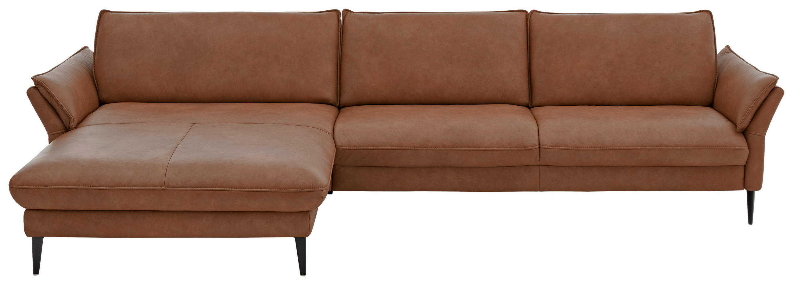 ECKSOFA inkl. Funktion Braun Echtleder  - Schwarz/Braun, Design, Leder/Metall (172/334cm) - Hukla