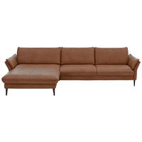 ECKSOFA in Echtleder Braun  - Schwarz/Braun, Design, Leder/Metall (172/334cm) - Hukla