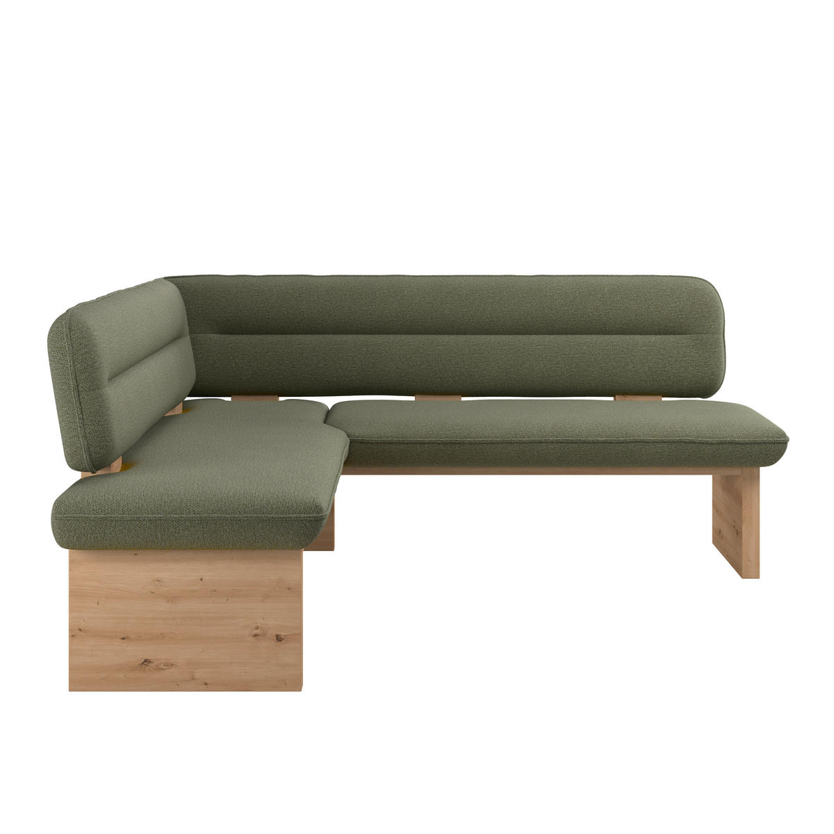 ECKBANK 170/232 cm Webstoff Grün Eiche Sperrholz   - Eichefarben/Grün, KONVENTIONELL, Holz/Textil (170/232cm) - Livetastic