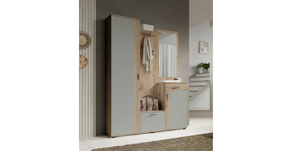 GARDEROBE 6-teilig in 145/184/29 cm - Eichefarben/Grau, Basics, Holzwerkstoff (145/184/29cm) - Carryhome
