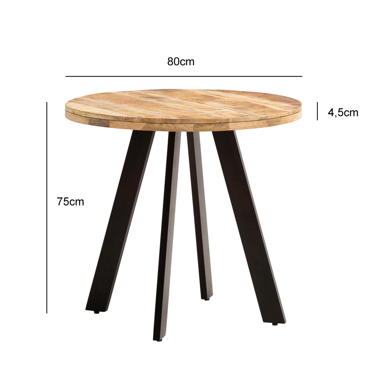 ESSTISCH in Holz 80/80/75 cm  - Schwarz/Braun, Design, Holz/Metall (80/80/75cm) - MID.YOU