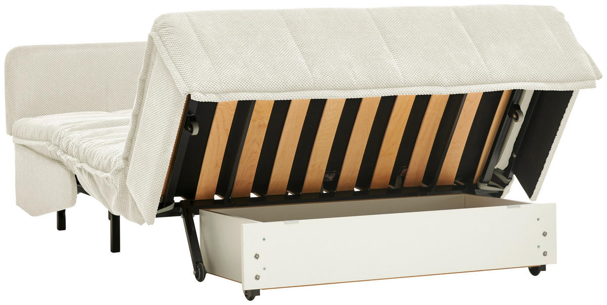 SCHLAFSOFA Velours Creme  - Creme/Schwarz, Design, Kunststoff/Textil (148/88/110cm) - Livetastic