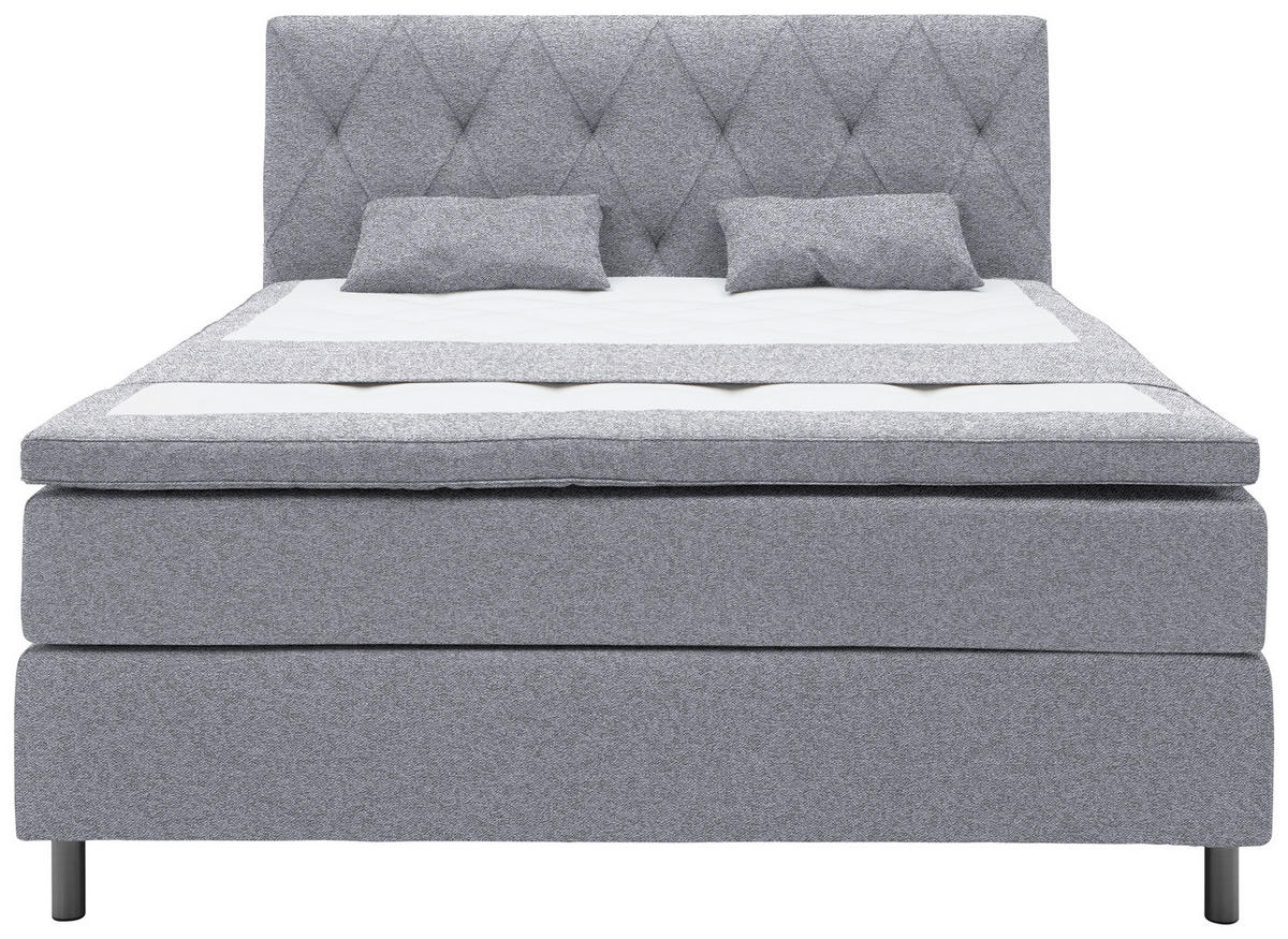 KONTINENTALSÄNG 160/200 cm  i grå  - aluminiumfärg/grå, Design, metall/trämaterial (160/200cm) - Elegando