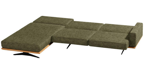 ECKSOFA in Flachgewebe Grün  - Schwarz/Grün, Natur, Holz/Textil (170/326cm) - Valnatura