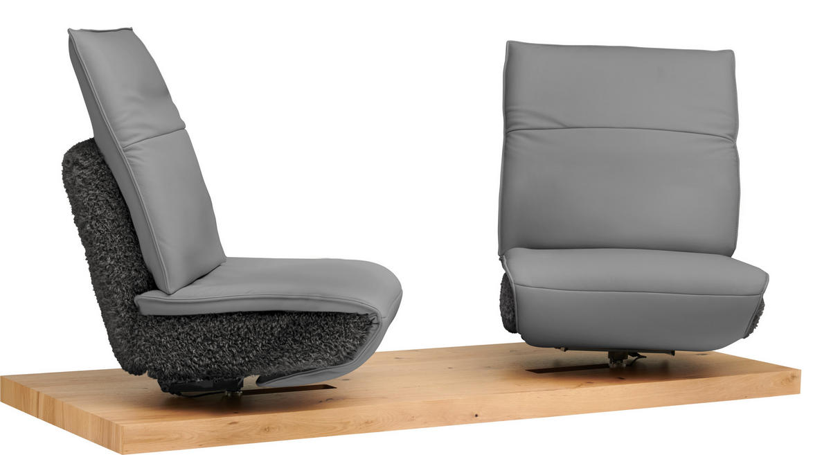 2-SITZER-SOFA  in Hochflor Echtleder Anthrazit, Hellgrau  - Anthrazit/Hellgrau, Design, Leder/Holz (240/65/104cm) - Koinor