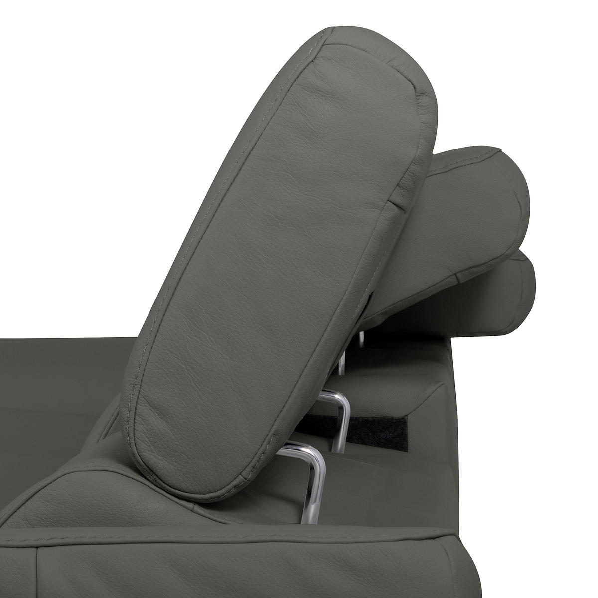 ECKSOFA SONO Anthrazit Echtleder Lederlook Bettkasten, Armteilverstellung, Kopfteilverstellung  - Chromfarben/Anthrazit, Design, Leder/Textil (252/179cm) - Livetastic