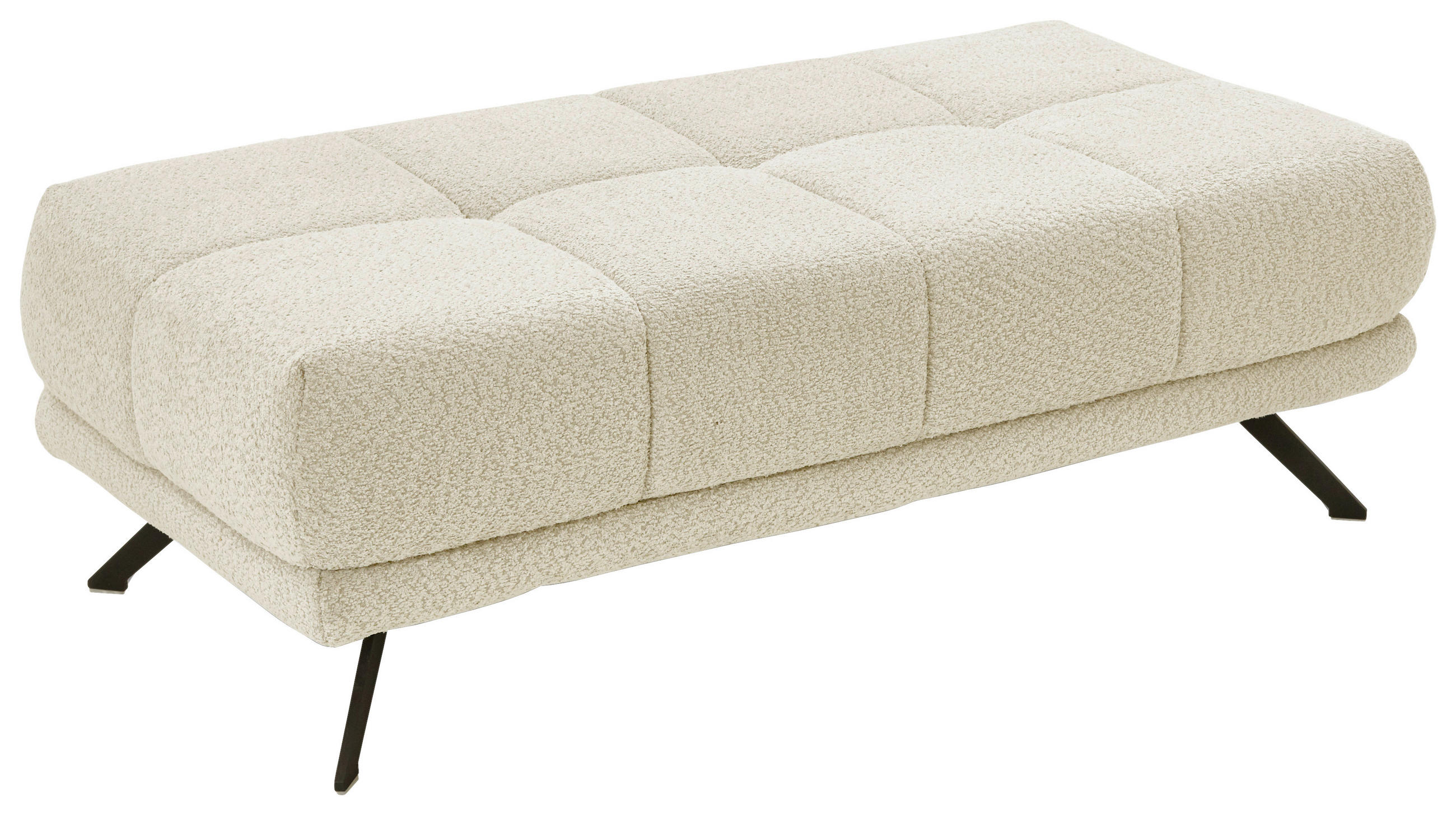 HOCKER Chenille Naturfarben  - Schwarz/Naturfarben, KONVENTIONELL, Textil/Metall (137/43/73cm) - Carryhome