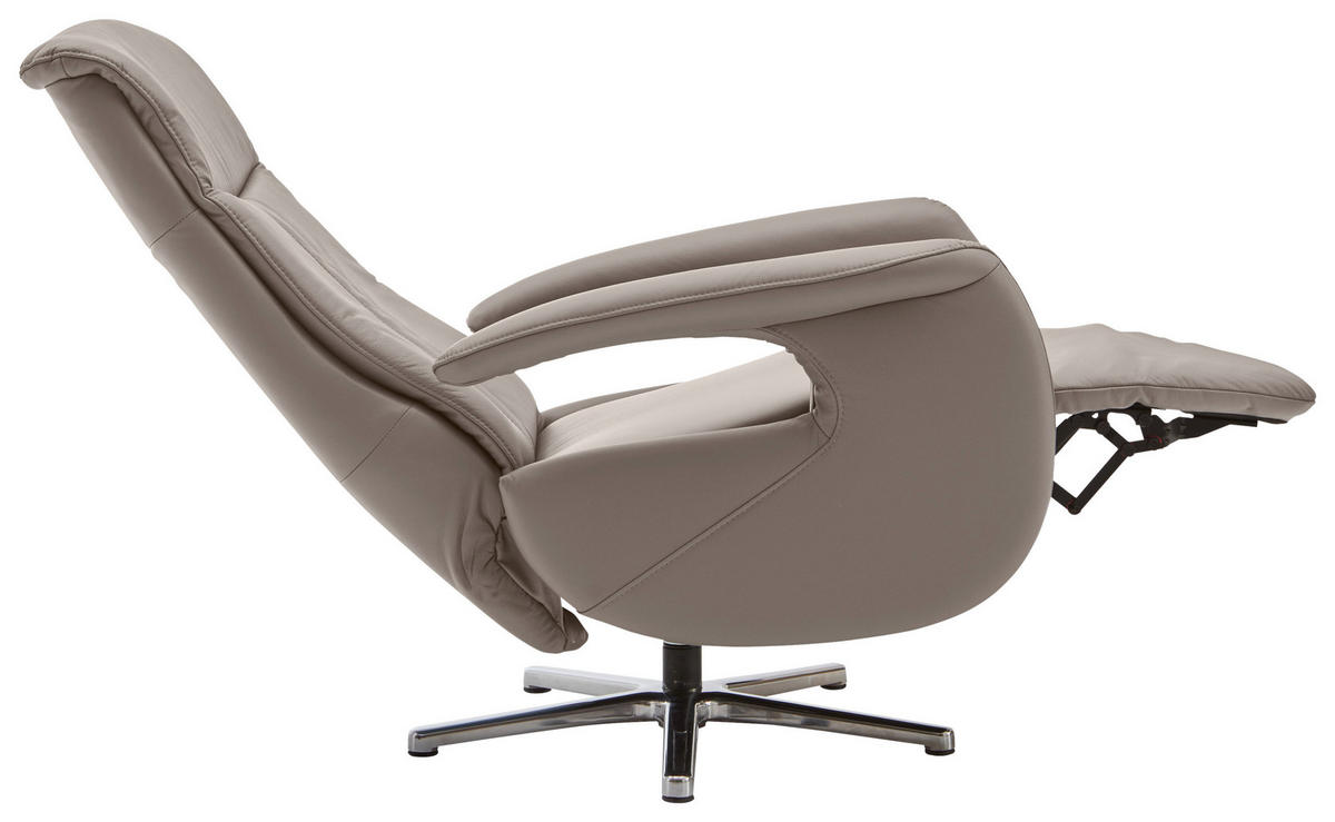 RELAXSESSEL Echtleder    - Chromfarben/Grau, Design, Leder/Metall (71/110/83cm) - Beldomo Speed