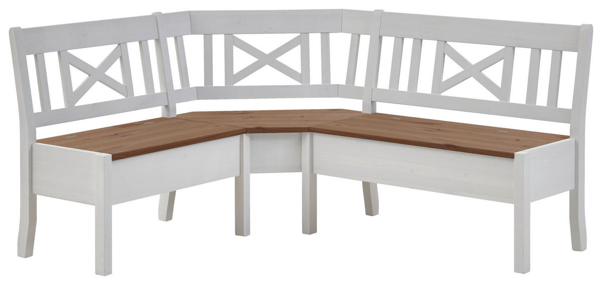 ECKBANK 170/147 cm Weiß, Bernsteinfarben Kiefer massiv   - Bernsteinfarben/Weiß, ROMANTIK / LANDHAUS, Holz (170/147cm) - Boxxx