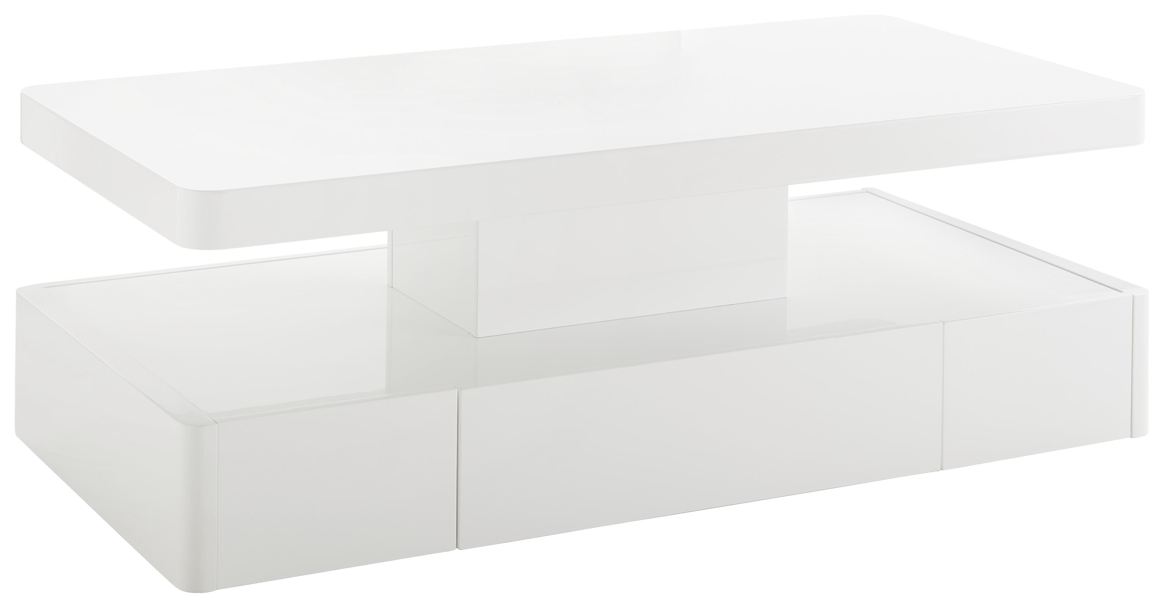 COUCHTISCH inkl. Beleuchtung rechteckig Weiß  - Weiß, Design (120/60/42cm) - Livetastic