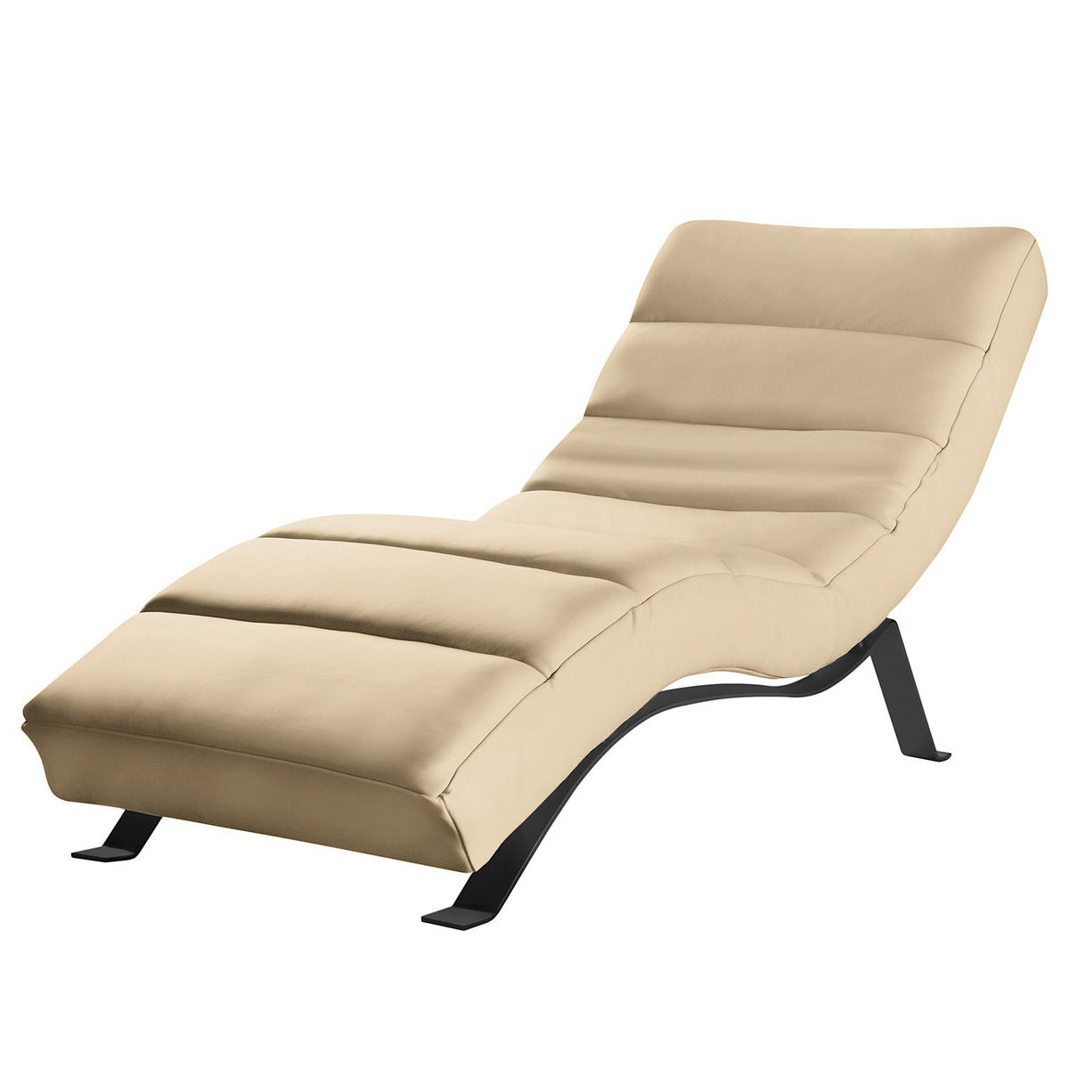 RELAXLIEGE Echtleder Beige  - Beige/Schwarz, Design, Leder/Metall (65/65-95/171cm) - Livetastic