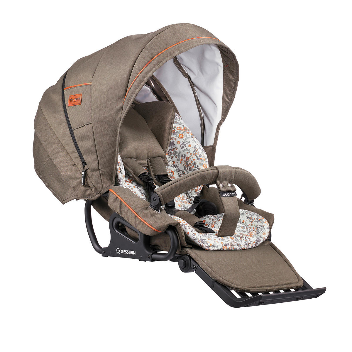 KINDERWAGENSET FX4 Classic  - Cognac/Schwarz, Basics, Textil/Metall (57/129/100cm) - Gesslein