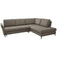 ECKSOFA in Chenille Greige  - Greige/Schwarz, Natur, Textil/Metall (288/233cm) - Valnatura