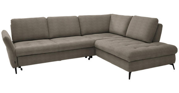 ECKSOFA in Chenille Greige  - Greige/Schwarz, Natur, Textil/Metall (288/233cm) - Valnatura