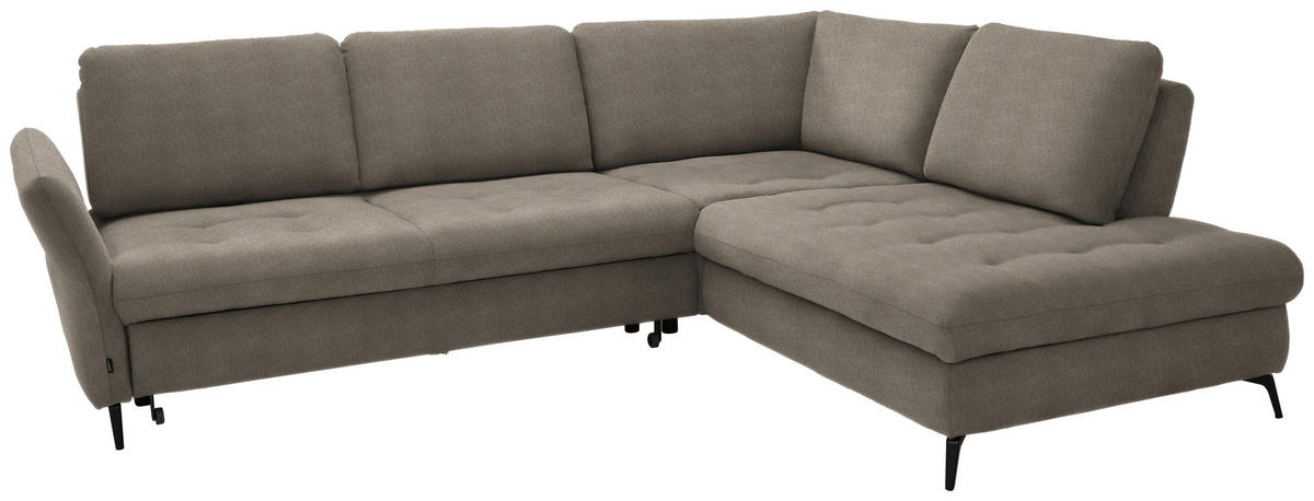 ECKSOFA Greige Chenille  - Greige/Schwarz, Natur, Textil/Metall (288/233cm) - Valnatura