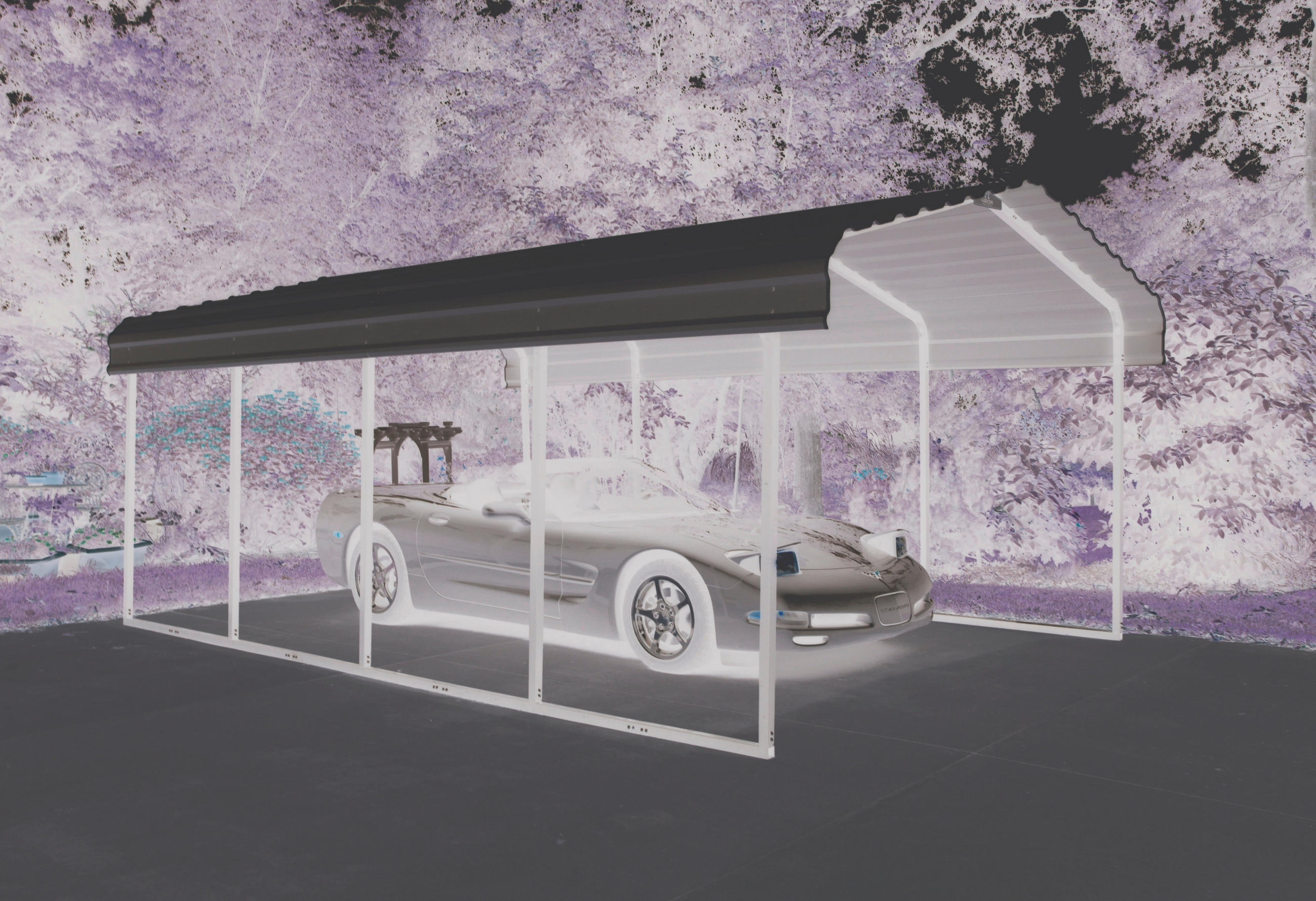 CARPORT - Schwarz/Grau, Basics, Metall (370/260/600cm)