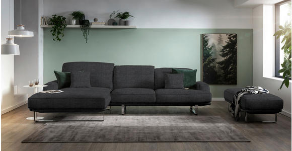 ECKSOFA in Webstoff Graphitfarben  - Graphitfarben, Design, Textil/Metall (184/304cm) - Dieter Knoll