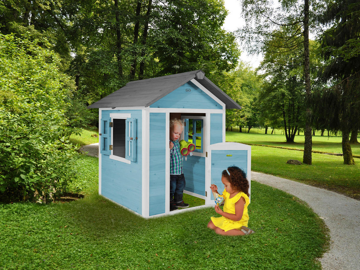 SPIELHAUS 111/133/135 cm  - Blau/Weiß, KONVENTIONELL, Holz (111/133/135cm) - Ambia Garden