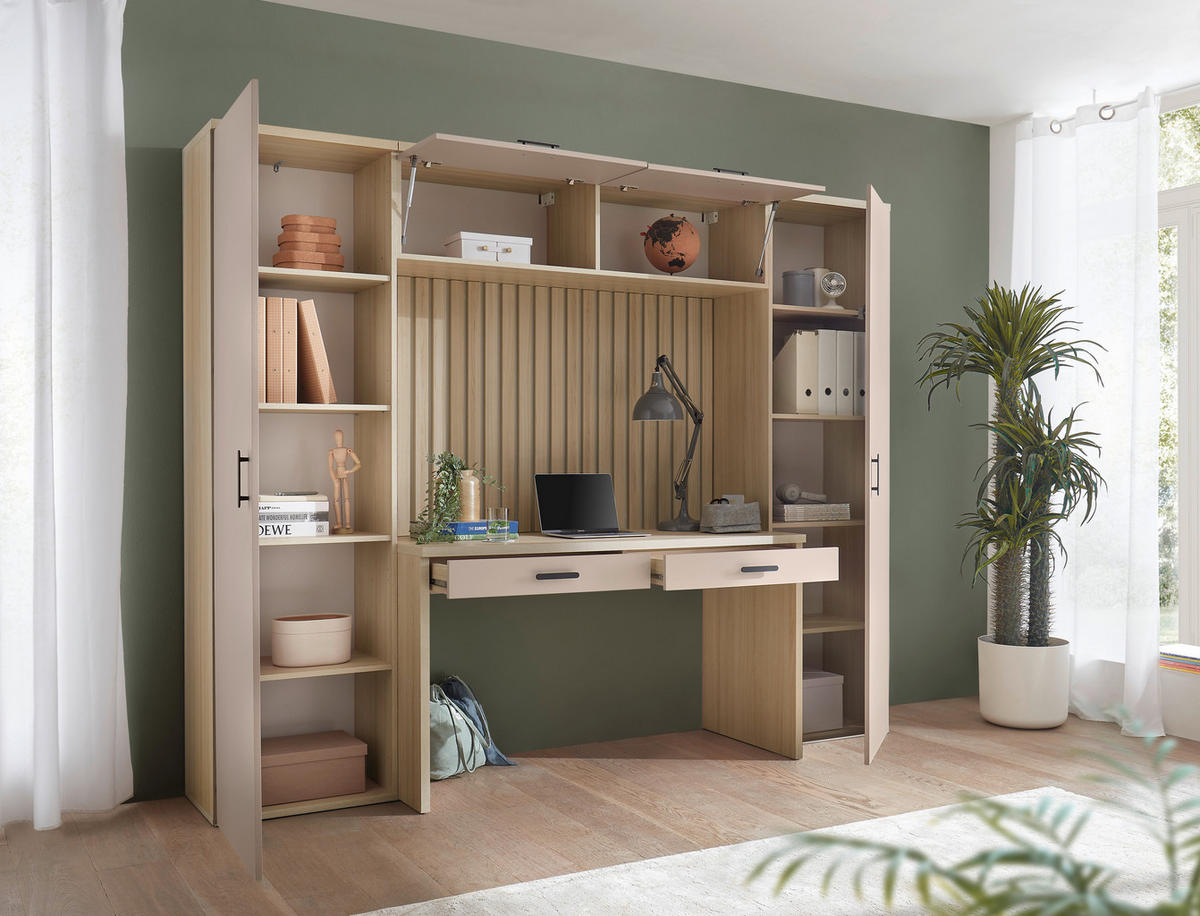 Bürokombination - Kaschmir/Eichefarben, MODERN, Holzwerkstoff (250/200/60cm) - MID.YOU