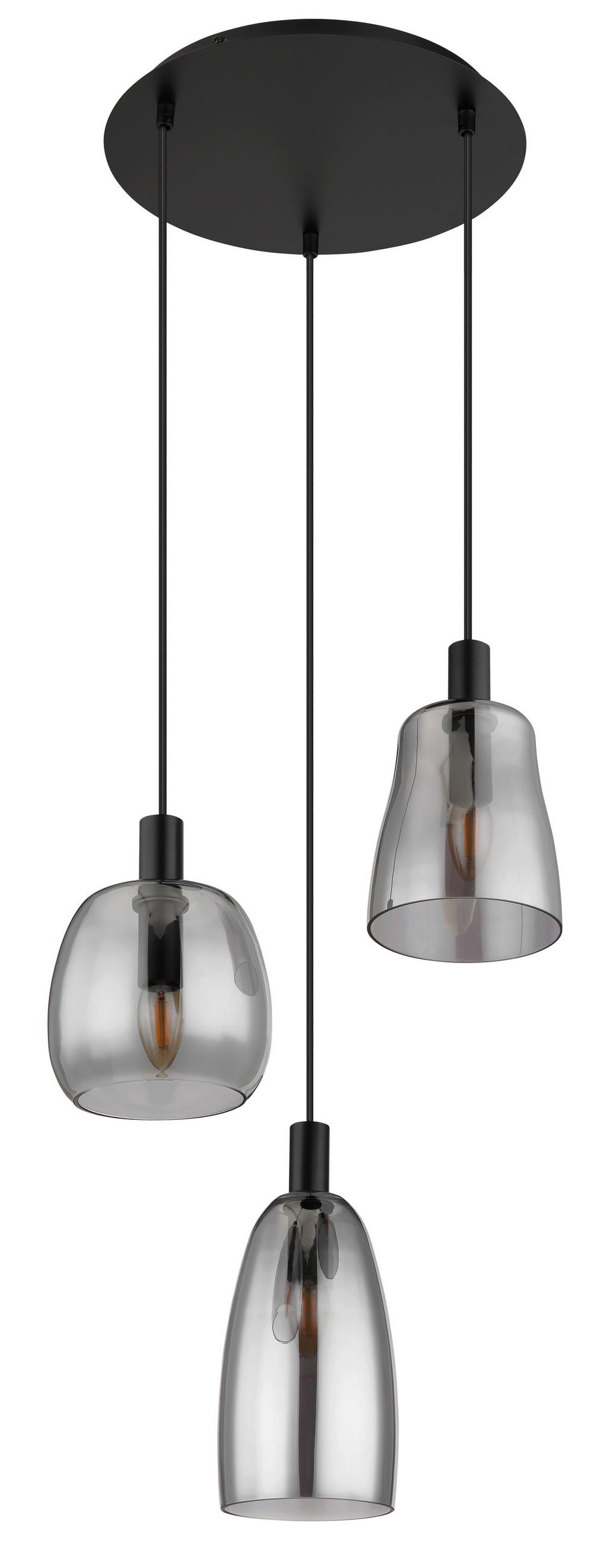 HÄNGELEUCHTE 43/150 cm    - Schwarz, Design, Glas/Metall (43/150cm) - Globo