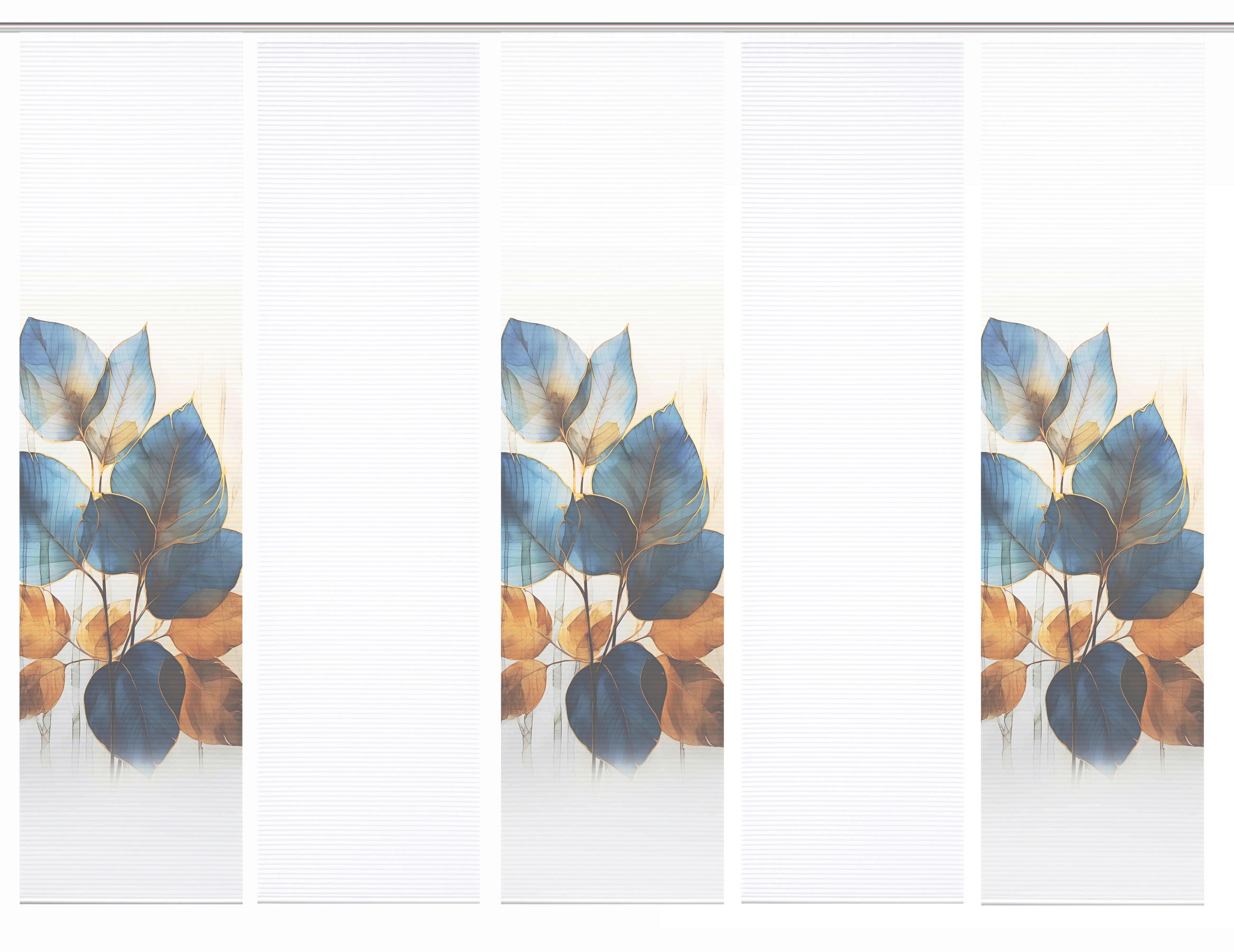 XXXLutz Flächenvorhang Thalin Blau, Weiß, Kupfer 60x245 cm