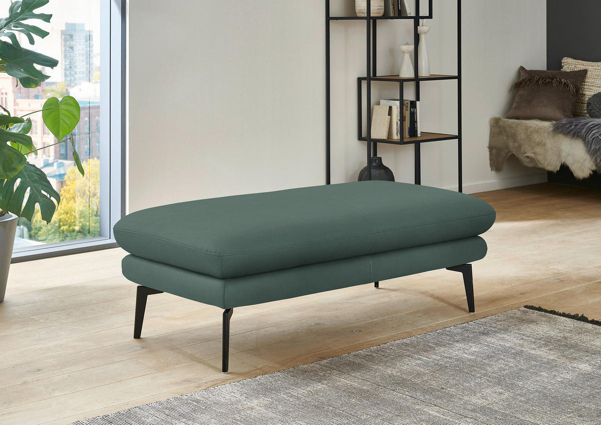 ECKSOFA in Echtleder Opal  310/180 cm  - Opal/Schwarz, Design, Leder/Metall (310/180cm) - Dieter Knoll