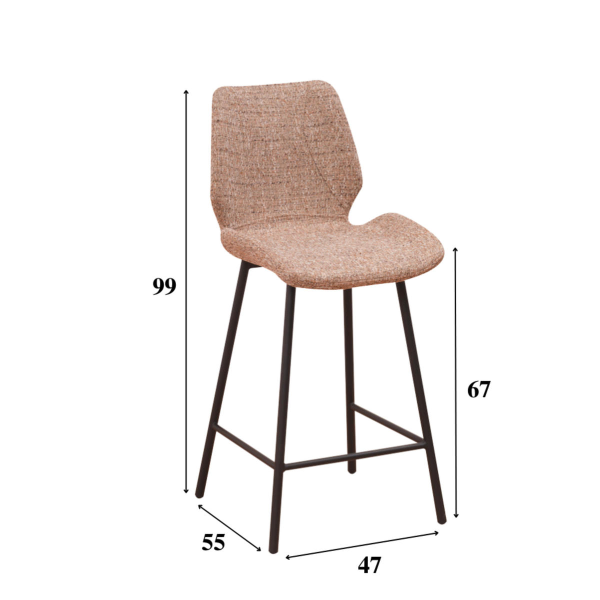 BARHOCKER-SET in Beige  - Beige/Schwarz, MODERN, Textil/Metall (47/99/55cm) - MID.YOU