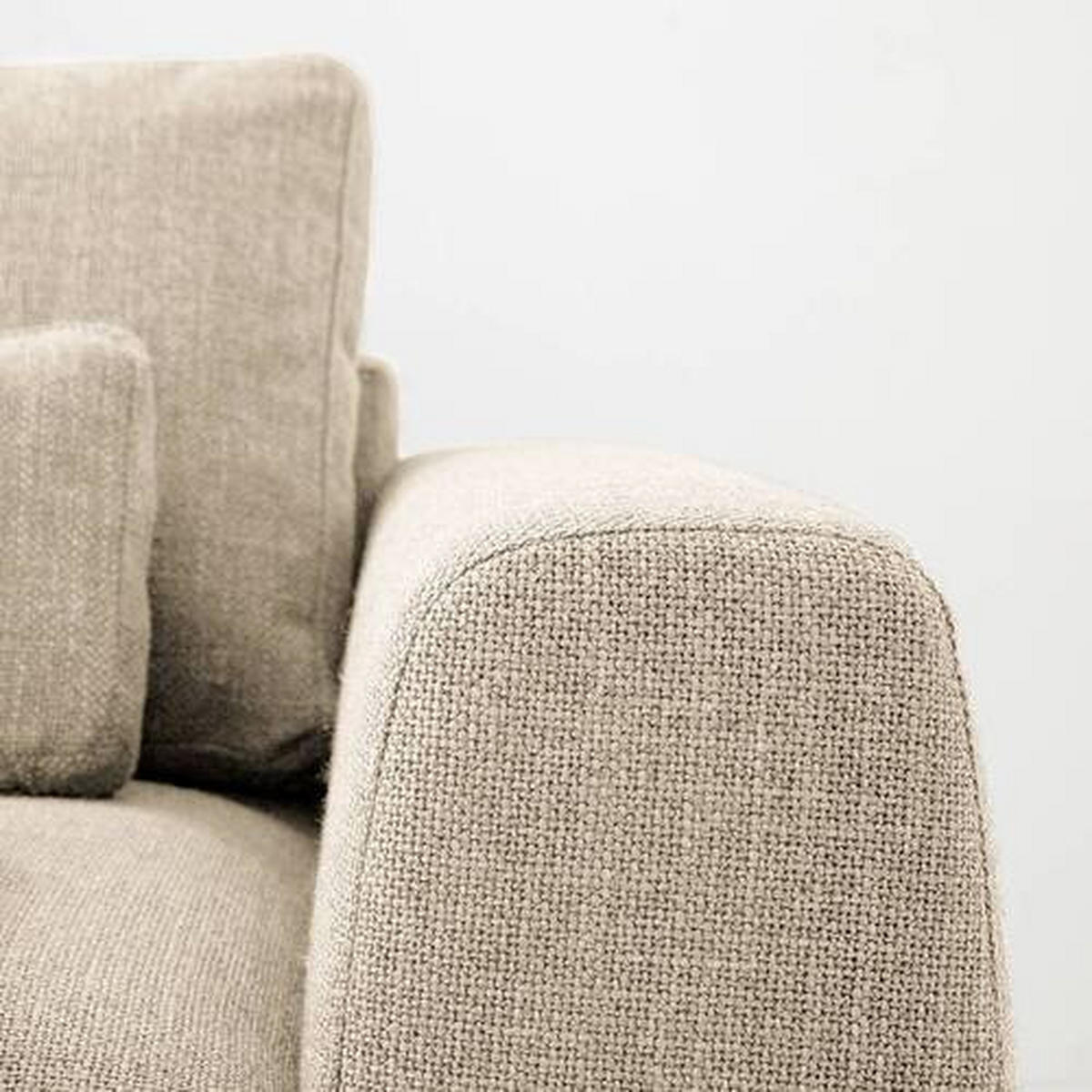 3-SITZER-SOFA in Webstoff Beige  - Beige/Schwarz, Design, Kunststoff/Textil (250/80/117cm) - home24